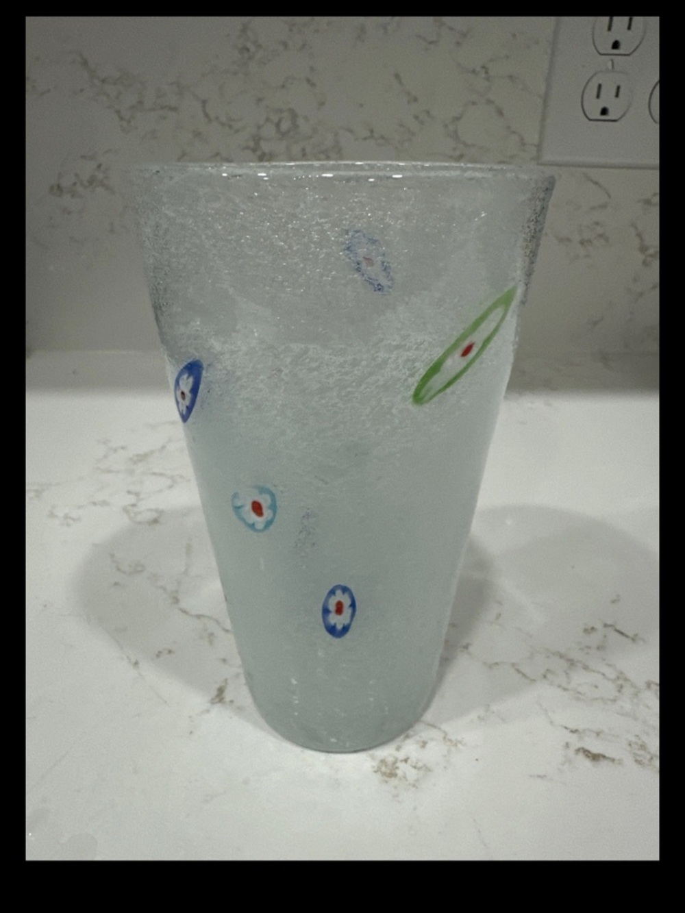 Crate And Barrel Zazz 1 Millefiori Bubble Glass Tumbler